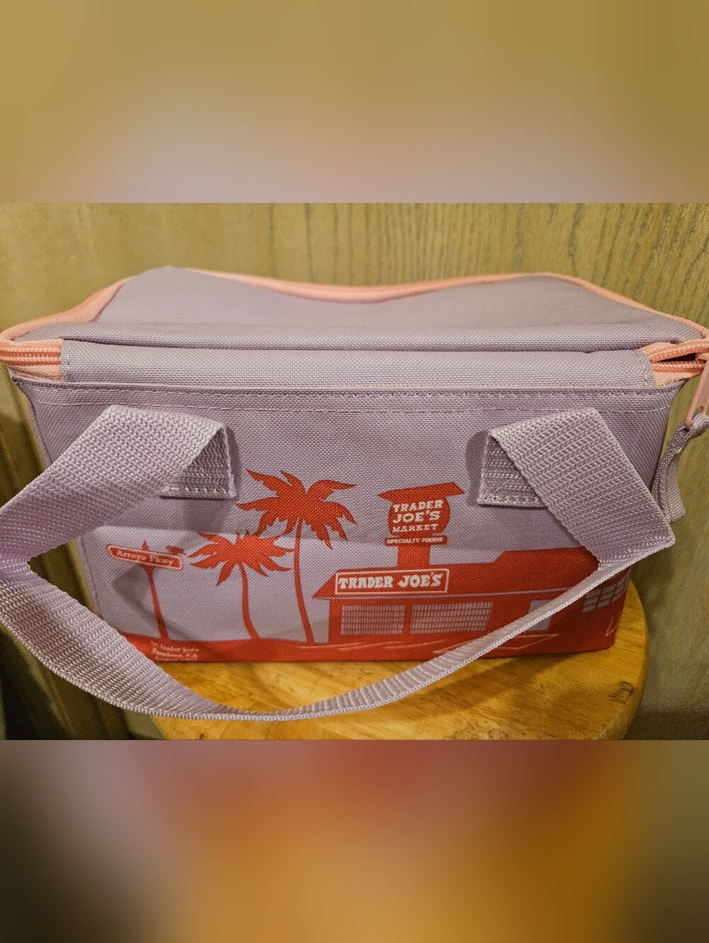 Trader Joe's Lilac and Coral Insulated Lunch Tote